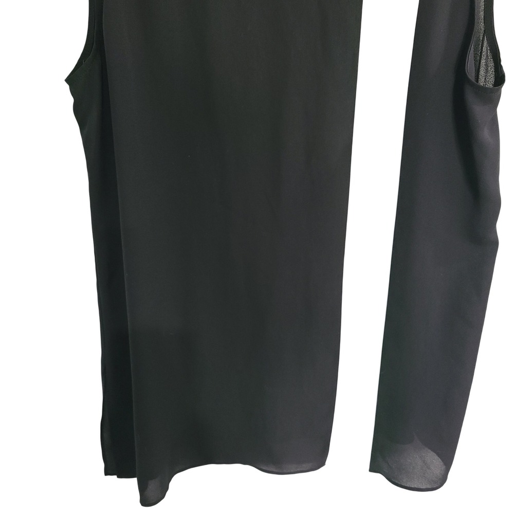 White House Black Market Black White Colorblock Sleeveless Shell Blouse Large - Picture 4 of 12